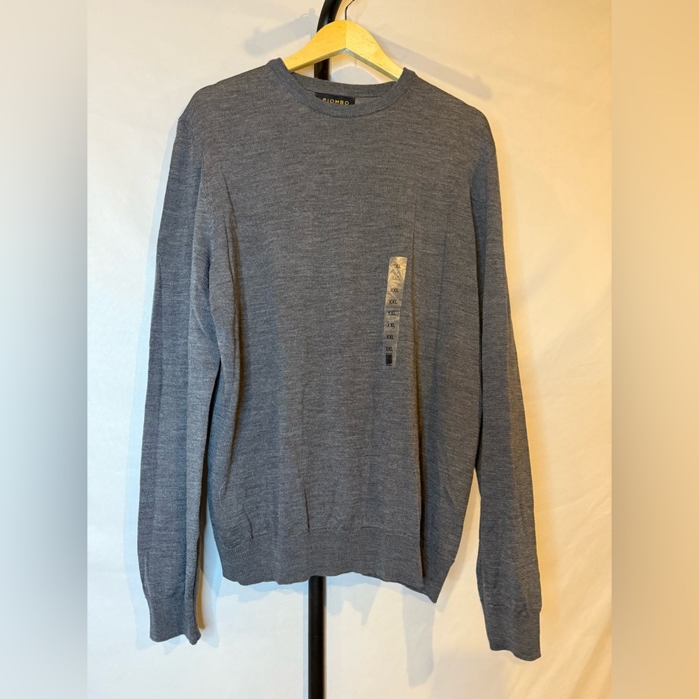 PIOMBO‎ Men's XL Extra Fine Merino Wool Gray Sweater
